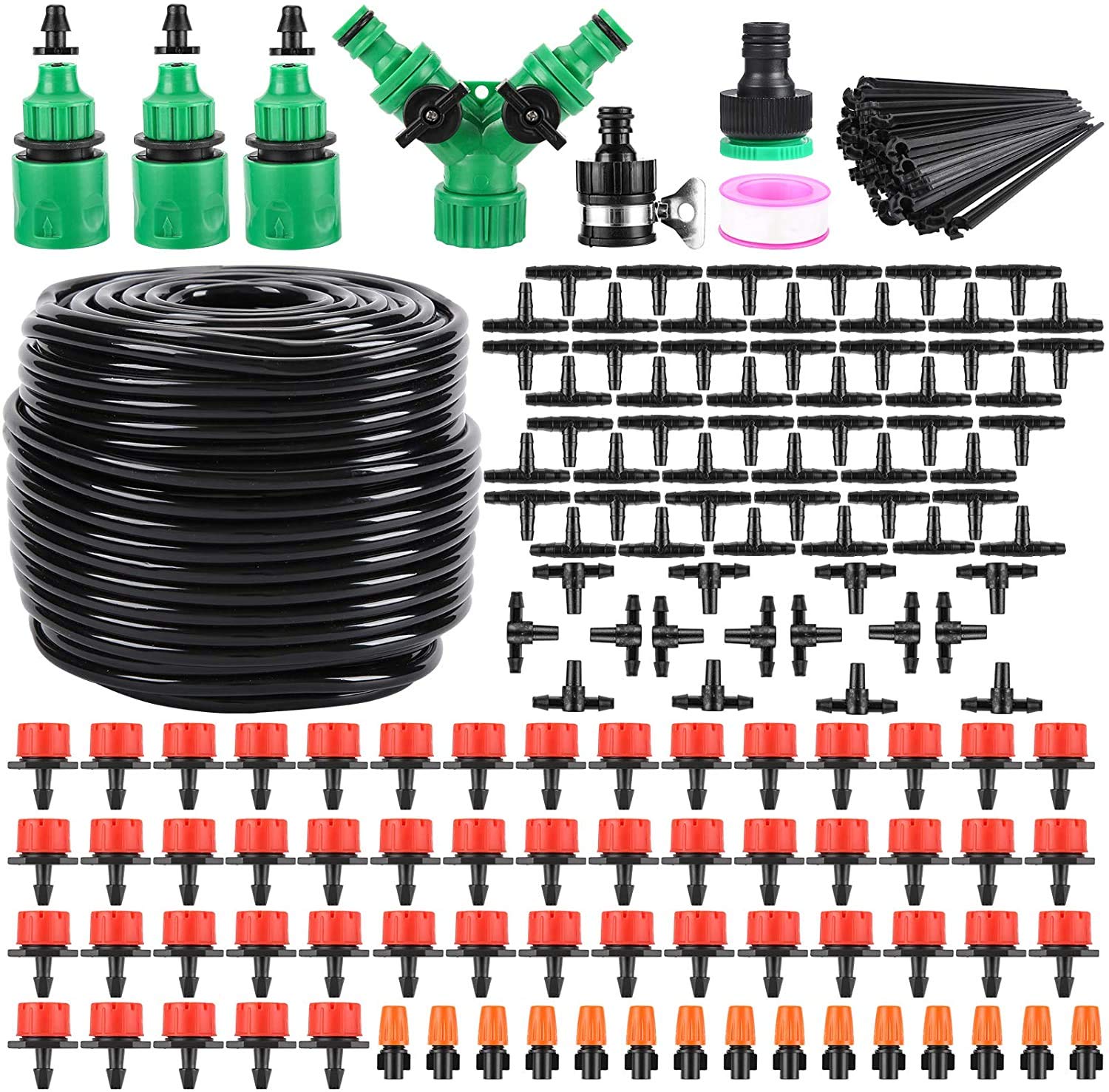 Photo 1 of (missing hose) Garden Automatic Irrigation System 164FT 200 Pack Drip Irrigation Kit 1/4" Blank Distribution Tubing Watering Drip Kit 