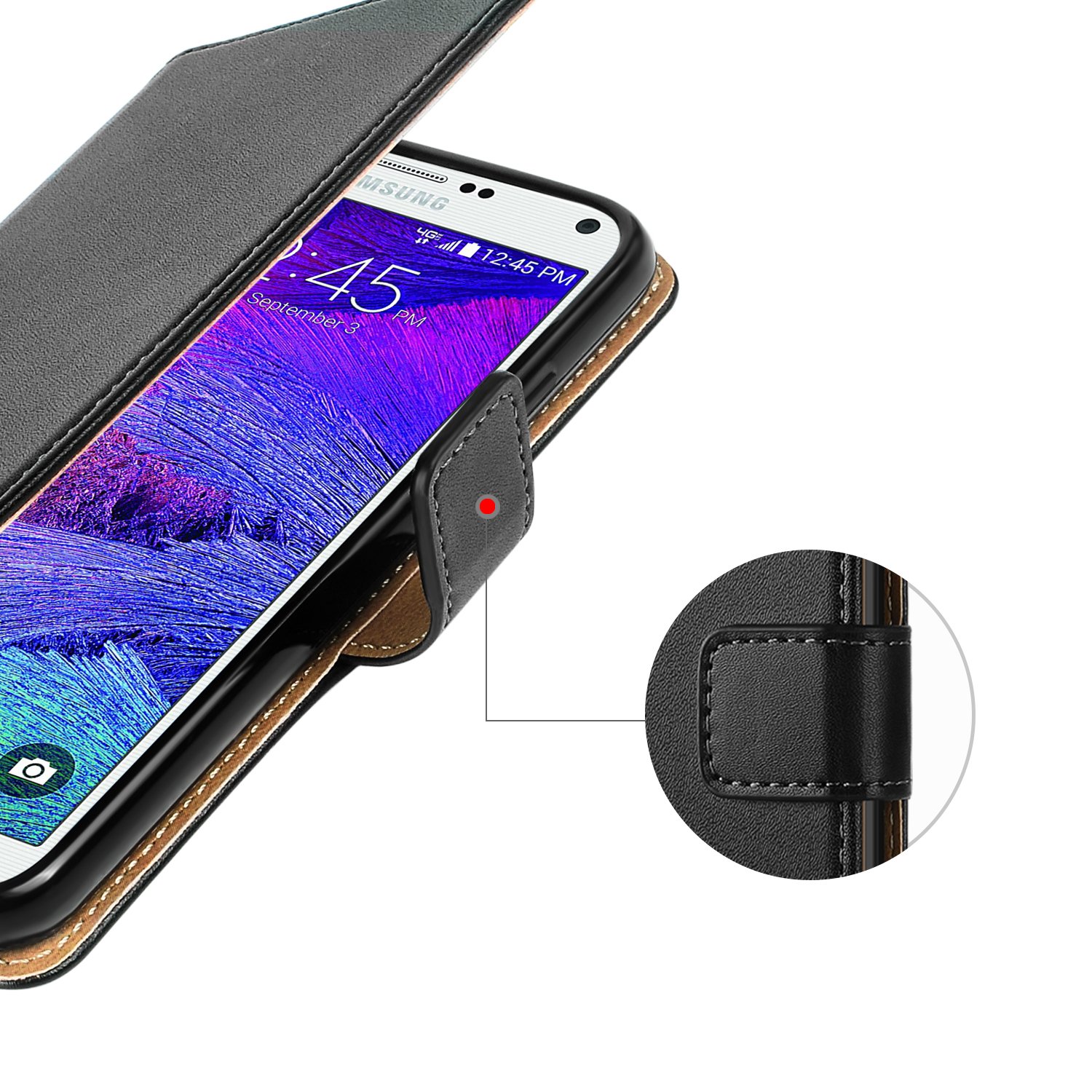HOOMIL Case Compatible with Samsung Galaxy Note 4, Premium Leather Flip