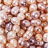Freshwater Cultured Pearl Beads 100pcs 7-10mm for Jewelry Making Natural Oval Pearl Bead Loose Gemstone 1.8mm Holes for DIY Crafts Necklaces Bracelets Earrings (Mixed Pink Purple)
