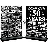 Trgowaul 50th Birthday Decorations Women Men, Black White Back in 1976 Birthday Poster Acrylic Table Sign with Stand, 50th Anniversary Decor Gifts for Men, Vintage 50 Year Old Party Supplies Decor