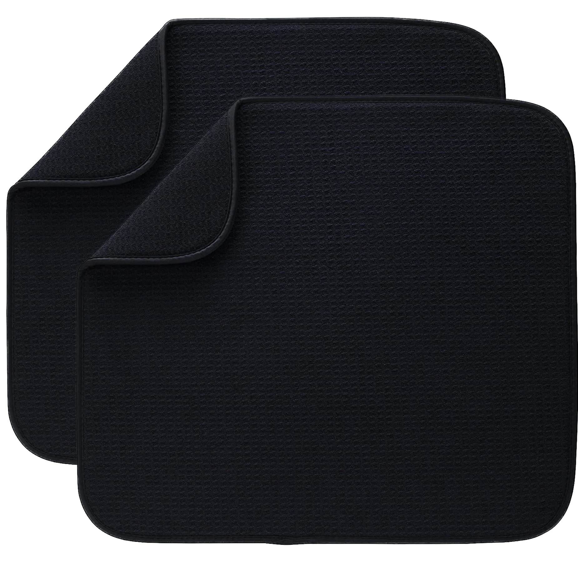BW&HM Draining Board Mats Draining Mat Microfibre Dish Drying Mats for Kitchen Super Absorbent Quick Drying 40cm x 46 cm 2 Pack Black