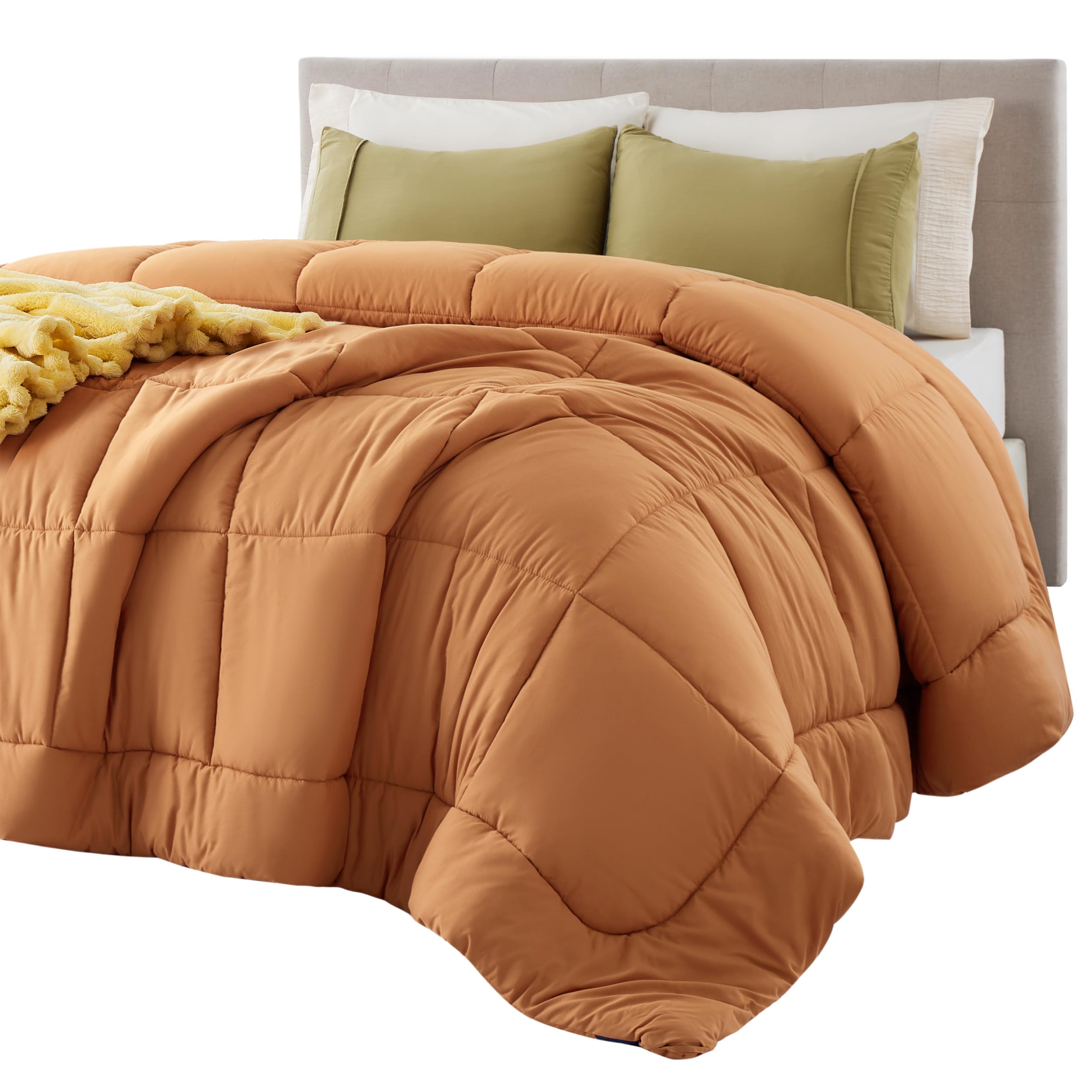 Photo 1 of Bedsure Comforter Duvet Insert - Quilted Comforters Queen Size, All Season Duvet, GentleSoft Down Alternative Bedding, with 8 Tabs, Gifts for Women/Men, Burnt Orange, Queen 88 x 88 Inches