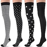 Shyyween 4 Pairs Knee High Compression Socks for Women, Knee High Stockings Support for Travel Running, Nursing Gift