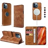 RadEnergy EMF Protection Anti Radiation i-Phone Leather Flip Folio Case for i-Phone, Genuine Leather Wallet Case/Cover with Card Holder & Stand Function (Brown, iPhone 17)