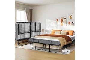 AESOROMO Folding Bed with Mattress Full Size 75 X 54 inch for Adults Extra Large Foldable Rollaway Portable Fold Up Guest Spare School Holiday Hotel Bed 5" Memory Foam Mattress on Wheels