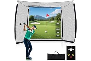 KIKILIVE Golf Net with Simulator Impact Screen and Target Cloth, 10x8ft Golf Practice Net for Backyard, Portable Heavy Duty Golf Hitting Net for Outdoor Indoor