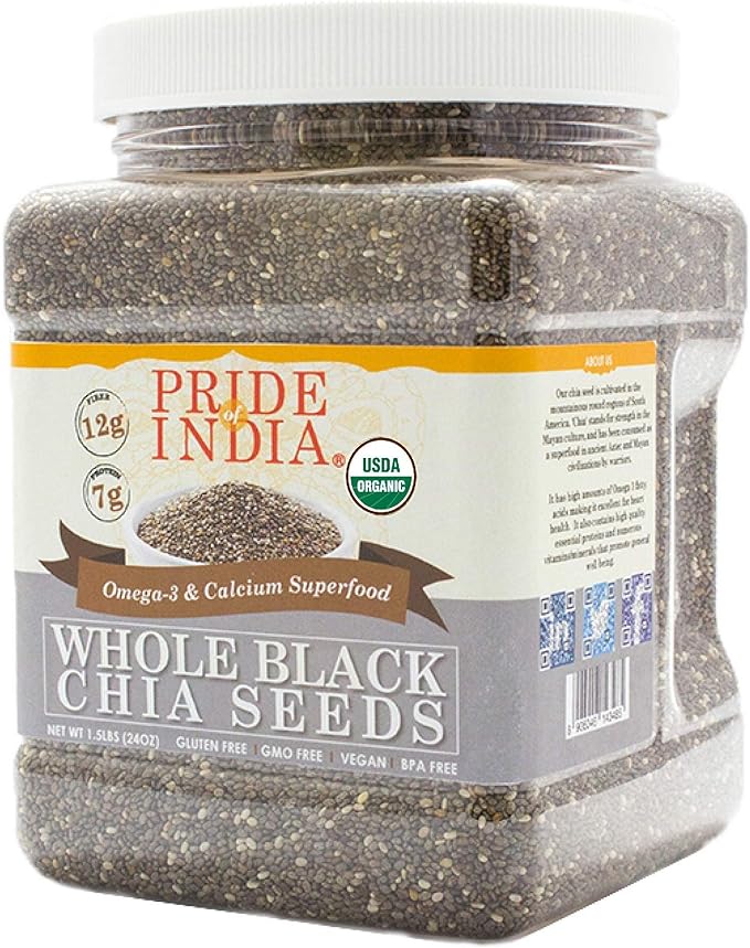 Pride Of semillas India Organic negro de chía omega3 y fibra súper ...
