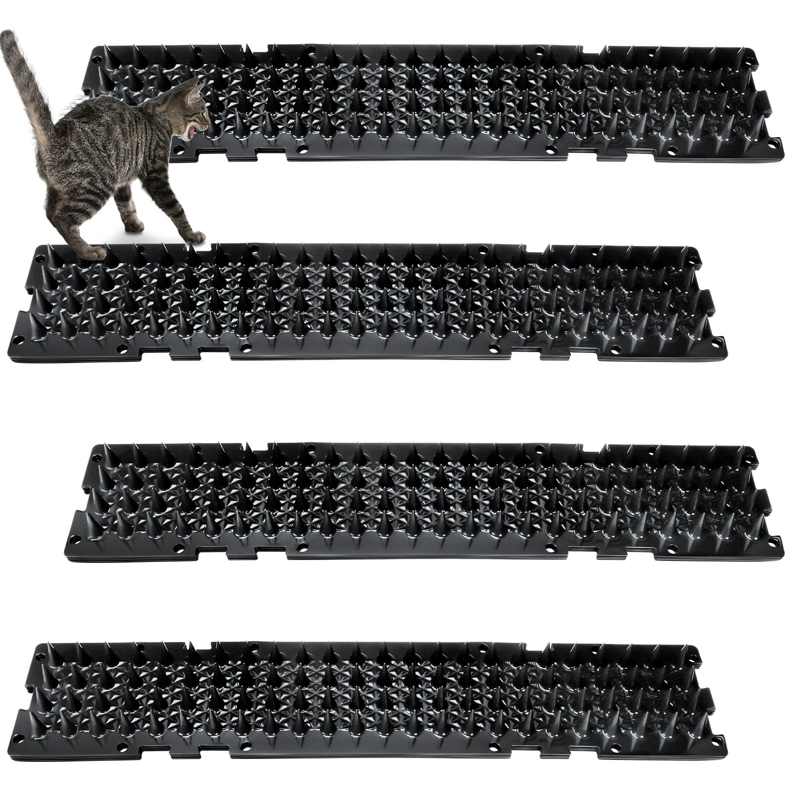 Photo 1 of Nuanchu 12 Pieces Cat Deterrent Mat Cat Repellent Mat with Spikes Keep Dogs Off Counter Anti Pet for Outdoor Indoor Plants Garden Sofa Window(16.5 x 3.3 Inch,Black)