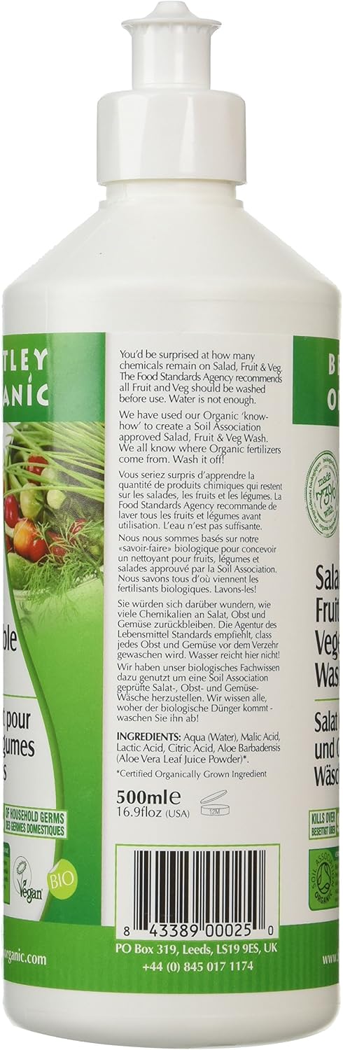 Bentley Organic Salad Fruit and Veg Wash 500 ml, 500 ml (Pack of 1) - Image 5