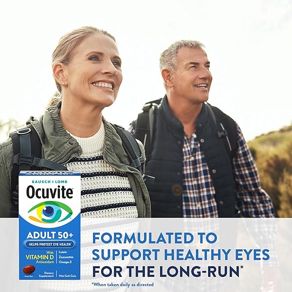 OCUVITE 50+ EYE VITAMIN & MINERAL SUPPLEMENT, MULTIVITAMIN FOR VISION & OCULAR HEALTH WITH OMEGA-3, ZINC, VITAMINS C & E, LUTEIN & ZEAXANTHIN, ZINC SUPPLEMENTS FOR WOMEN AND MEN, 50 SOFTGELS