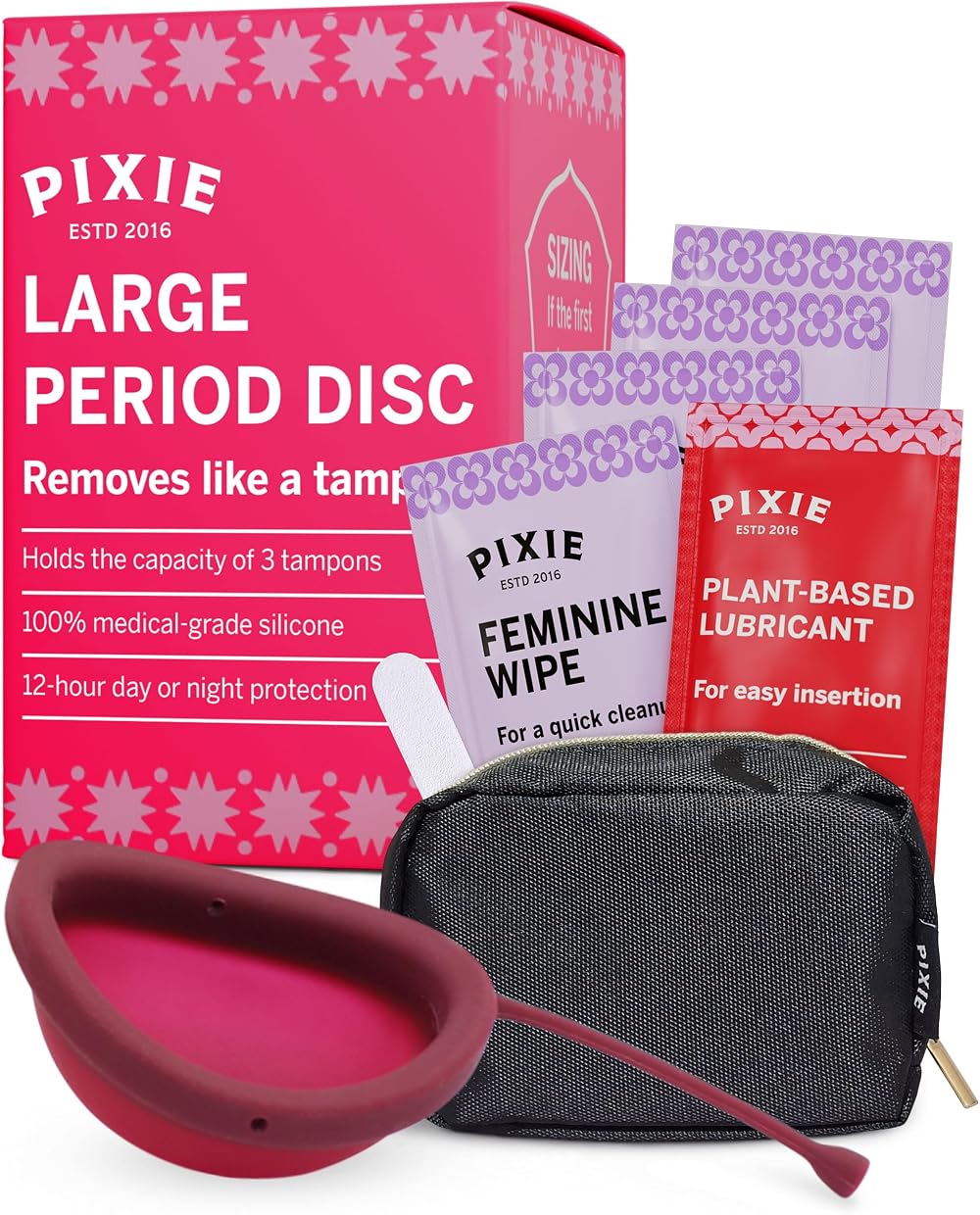 Pixie Cup Menstrual Disc - 100% Medical-Grade Silicone, 12 Hour Comfort