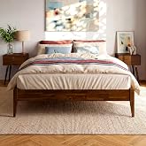 Bme Dinkee 15-Inch Solid Wood Queen Platform Bed Frame - Japanese Joinery, Minimalist Style - Wood Slats, Easy Assembly, No Box Spring Needed - Chocolate