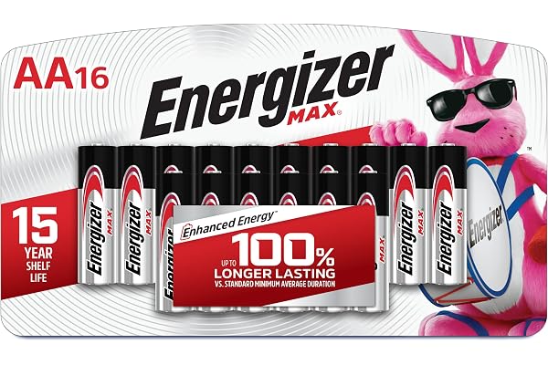 Energizer MAX AA Batteries (16 Pack), Double A Alkaline Batteries