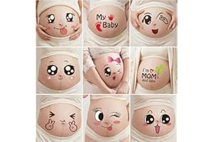 9 Sheets Pregnant Belly Stickers, Cute Maternity Photo Booth Props for Mom to Be, Pregnancy Bump Decals for Couples Photoshoo