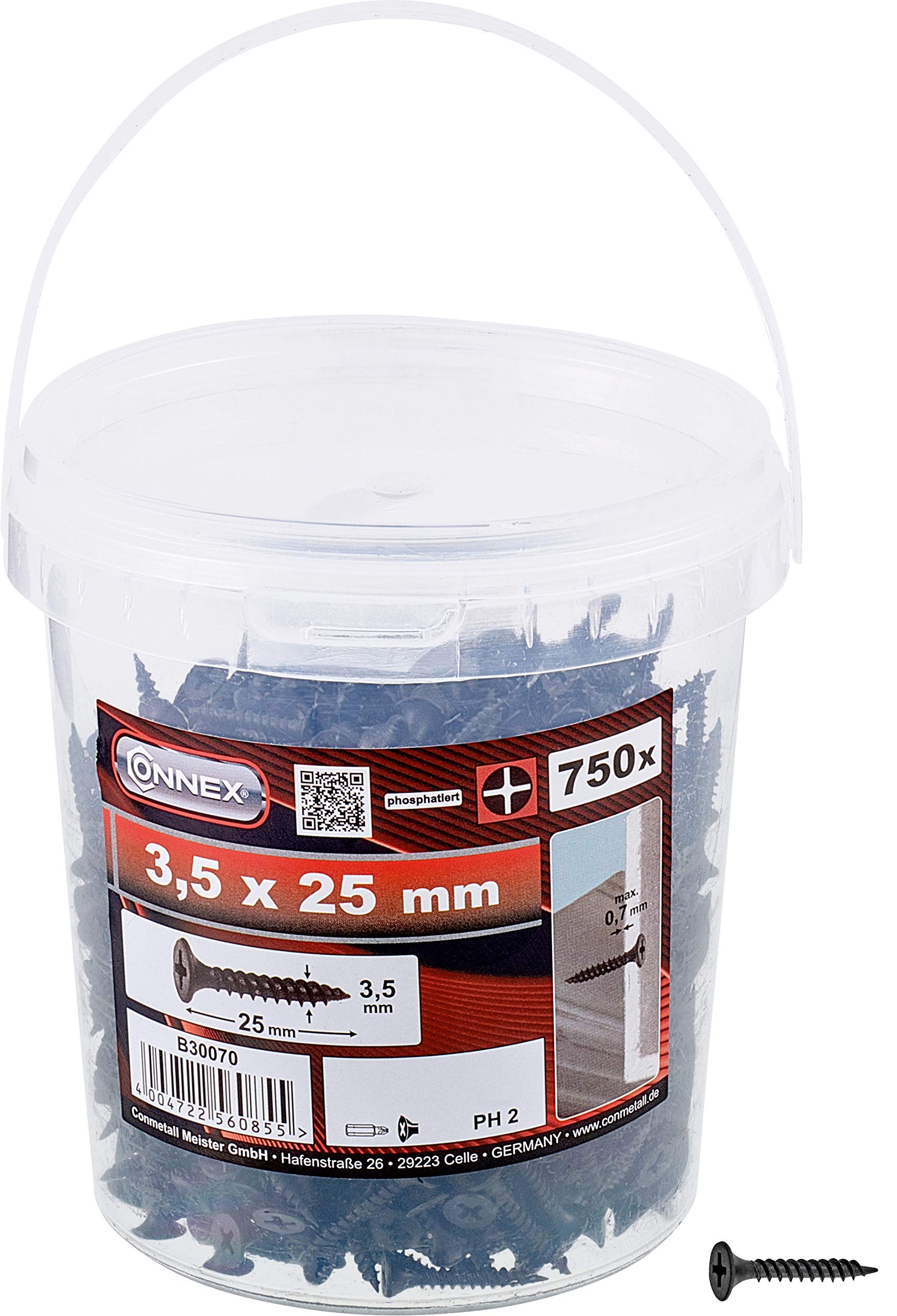 CONNEX B30070 3.5 x 25mm Dry Wall Screws in Bucket — image 1