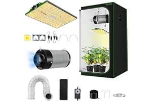 MELONFARM Grow Tent Complete Setup 2x2, 70W Full Spectrum LED Grow Light & 24"x24"x48" Grow Tent Bundle, 4" Efficient Airflow Ventilation System with Soundproof Duct Connector