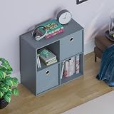 Vida Designs Durham Cube Bookcase Storage Organiser 4 Cube 2 Grey Baskets Grey view 7