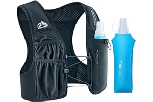 Zelvot Running Vest for Women Men, USA Original Patent, Adjustable Chest Straps Running Hydration Vest with 500ml Soft Flask, Lightweight Reflective Hydration Backpack for Marathon