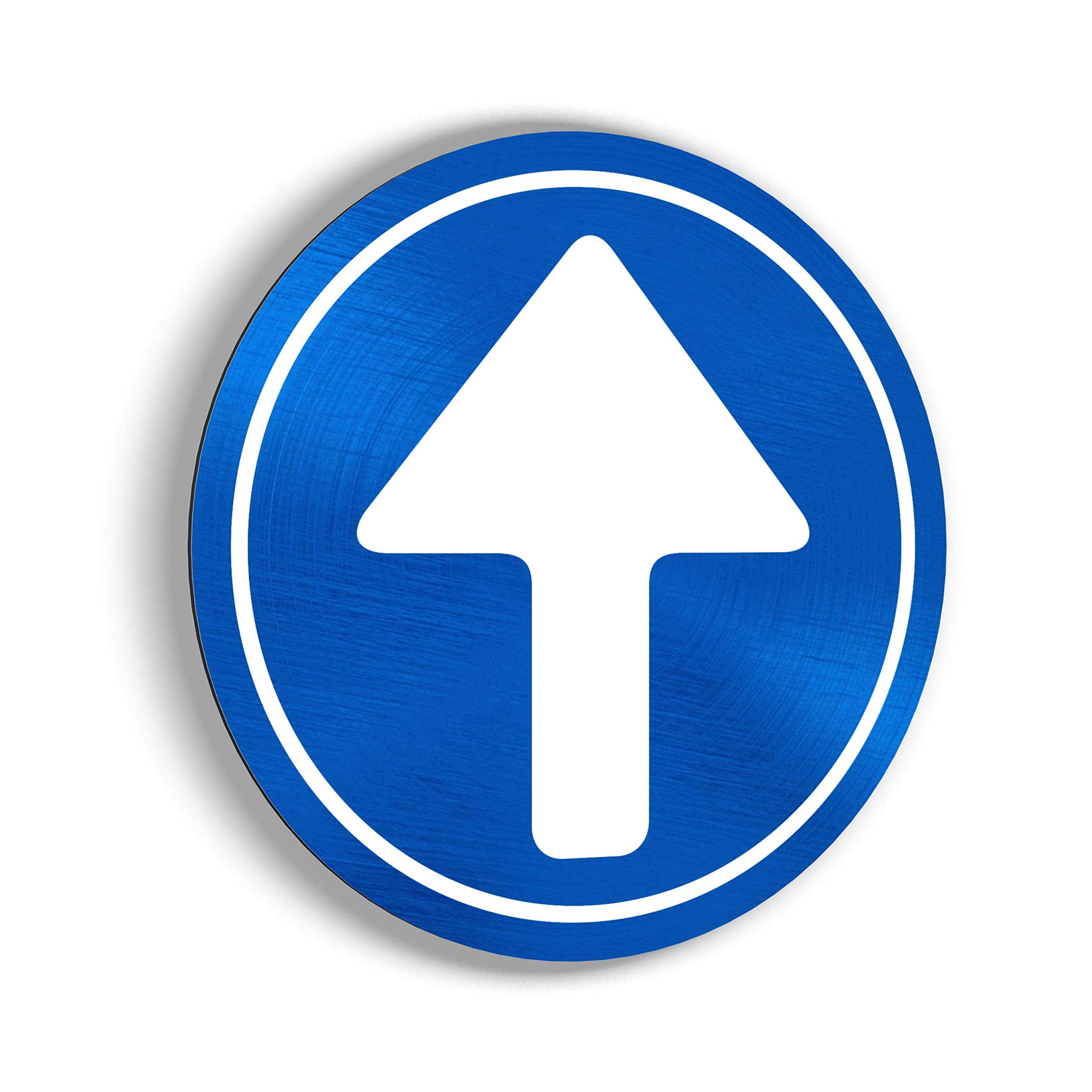 Imaggge.com Rigid Signs Compulsory Sense – Arrow – Obligation to Spin – Application on Post, Wall, Garage Door – Heavy Duty – Aluminium (Not PVC) – 20 cm, Aluminium, blue, 1 X