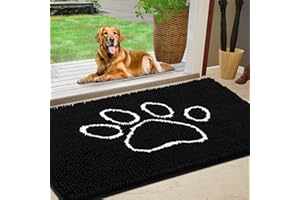 IM HOME Dog Door Mat for Muddy Paws, Pet Rug Chenille Absorbent Outdoor Doormat 60"x 36", Non Slip Heavy Indoor Doormat Soft Front Inside Doormats for Entryway, Mud Paws, Patio,Dog Paw Black