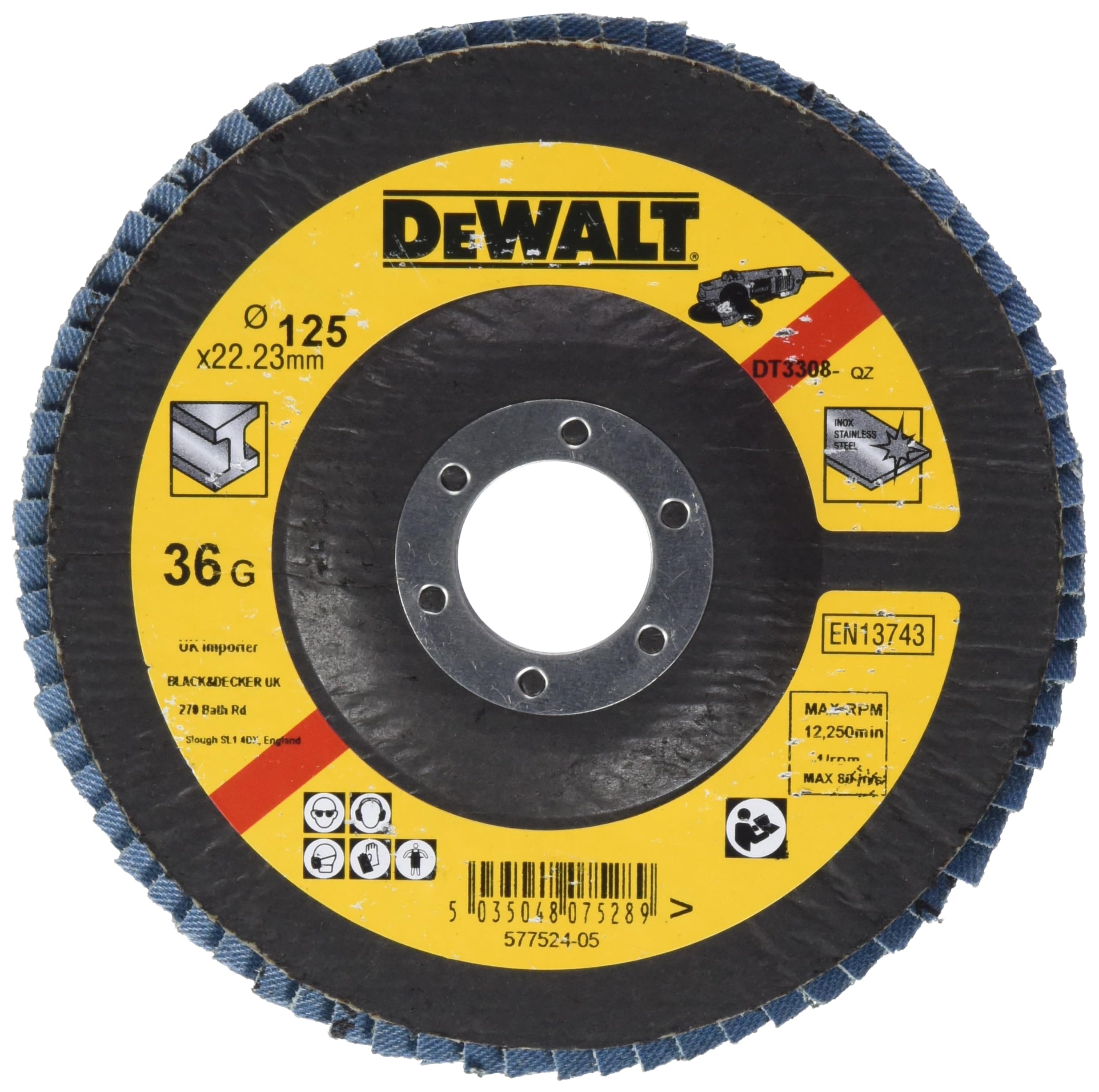 Dewalt flap disc 125 mm K36 Flat DT3308 QZ