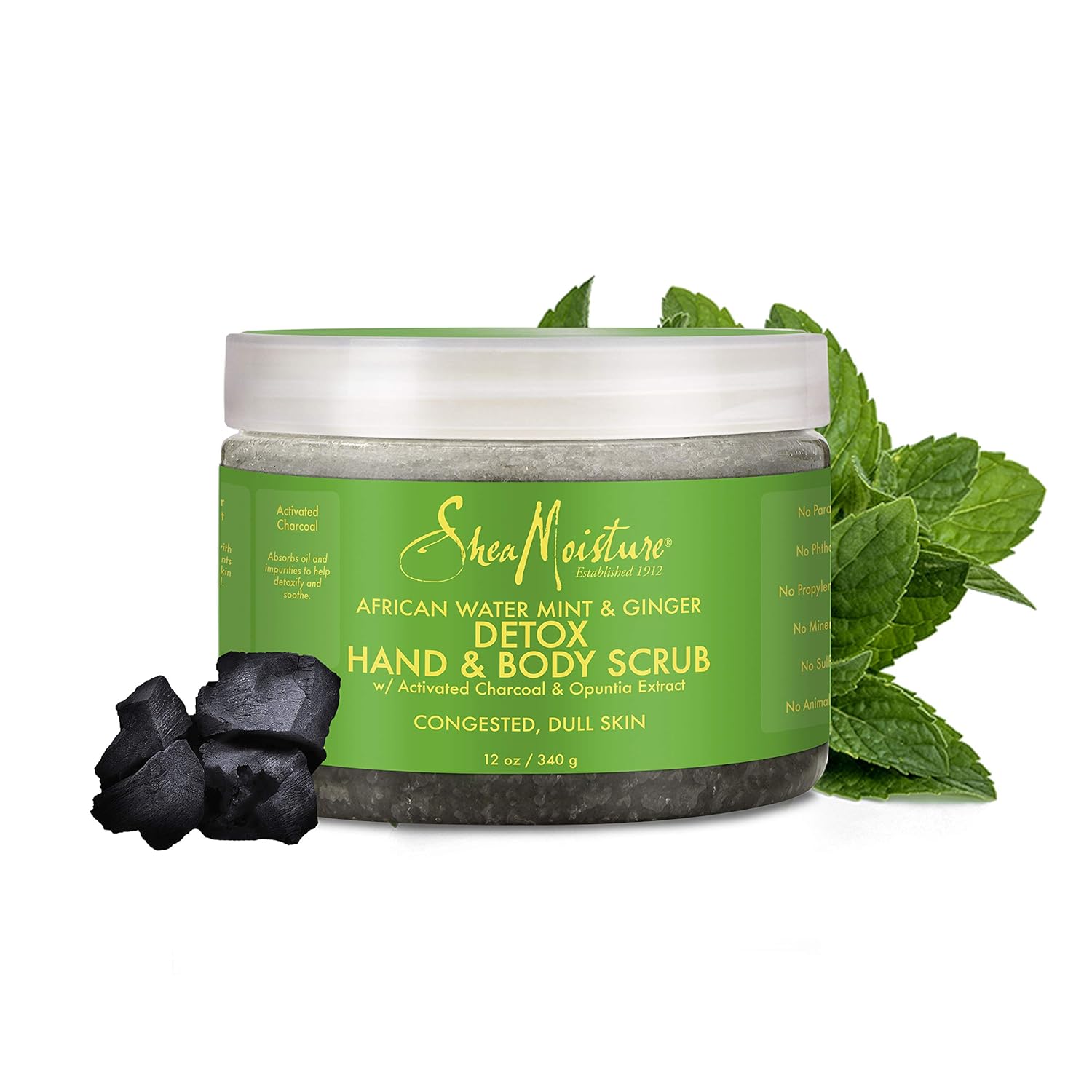 Shea Moisture African Wild Water Mint Detox & Stimulate Hand & Body Scrub : Beauty