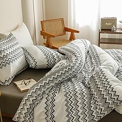CLOTHKNOW Black Striped Comforter Set Queen 3Pcs
