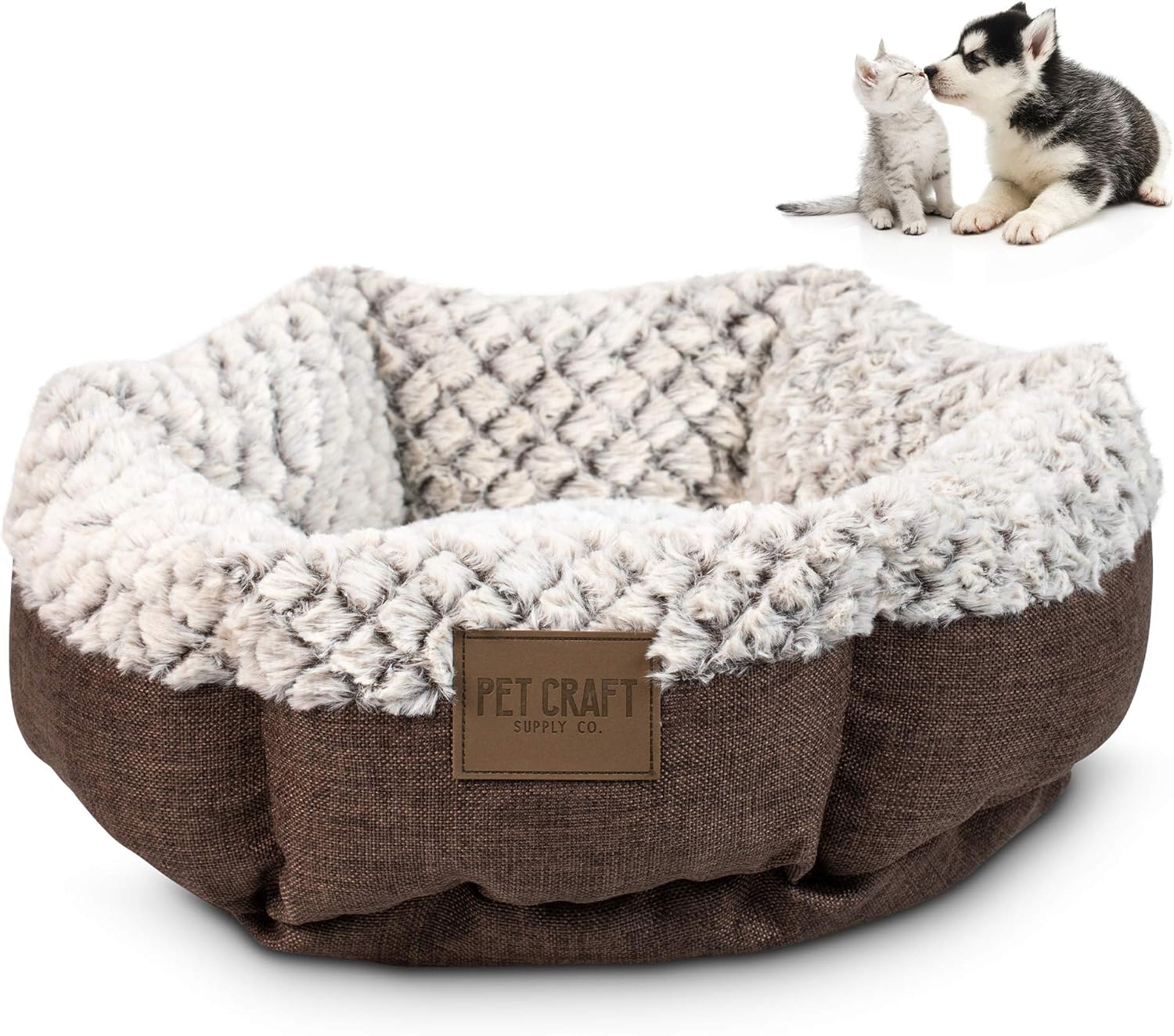 Pet Craft Supply Co. Soho Round Machine Washable Memory Foam Comfortable Ultra Soft All Season Self Warming Pet Bed for Indoor Cat Kitten & Small Dog Puppy : Pet Supplies