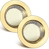 Retisee 2 Pcs Kitchen Sink Drain Strainer 4.4 Inch,Brushed Gold | Stainless Steel Mesh Filter Basket, Prevents Clogging, Hair Food Catcher, Wide Rim, Standard Kitchen Sink Accessories