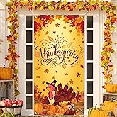 Thanksgiving Door Cover, Thanksgiving Party Decorations Banner 71 x 35 Inch, Turkey and Pumpkin Decorations