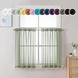 Chyhomenyc Sage Green Sheer Curtains 36 Inch