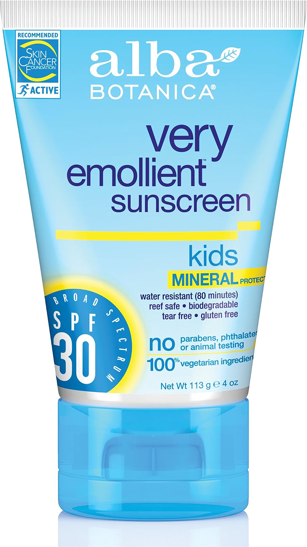 Alba Botanica Mineral Sunscreen Kids SPF 30 4 oz Fragrance Free Lotion