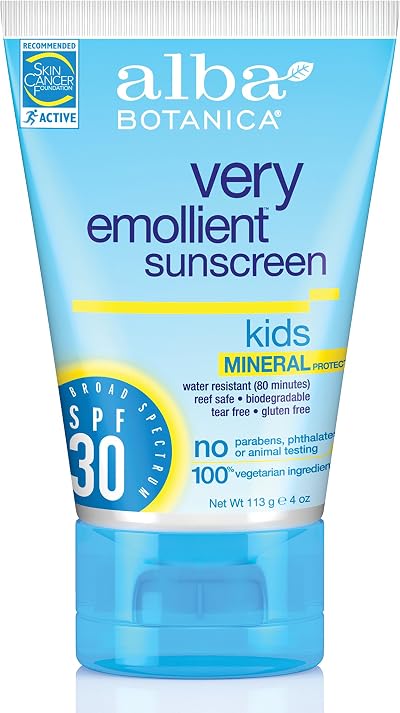 Alba Botanica Mineral Sunscreen Kids SPF 30 4 oz Fragrance Free Lotion