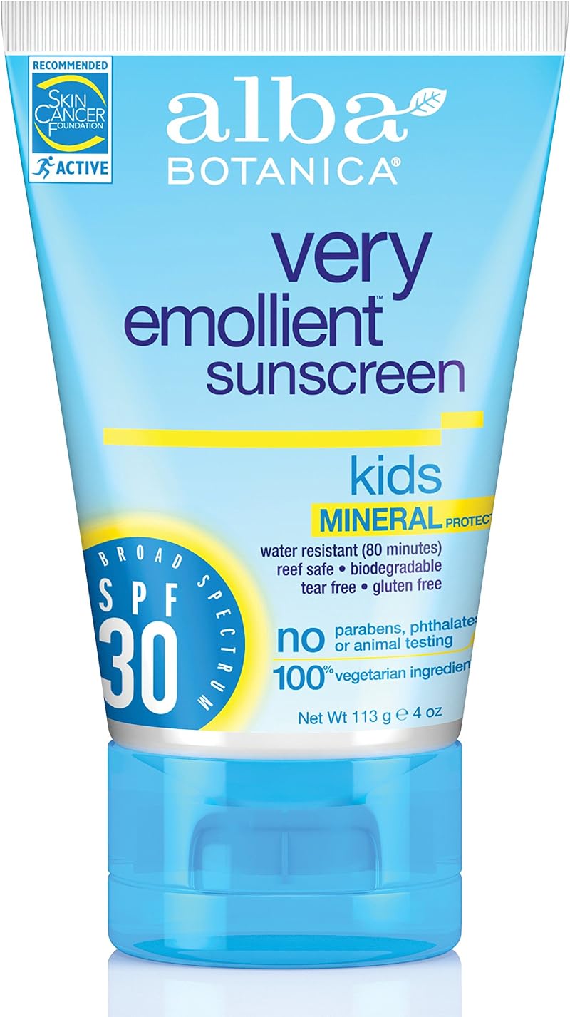 Alba Botanica Mineral Sunscreen Kids SPF 30 4 oz Fragrance Free Lotion
