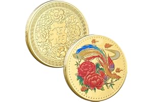 YAKIN SHOP Blossoming Peony Phoenix Bring Prosperity Lucky Coin Lottery Ticket Scratcher Tool Good Luck Charms Chinese Challenge Coin