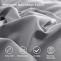 DOWNCOOL Twin Comforter Set - Pintuck Grey Bedding