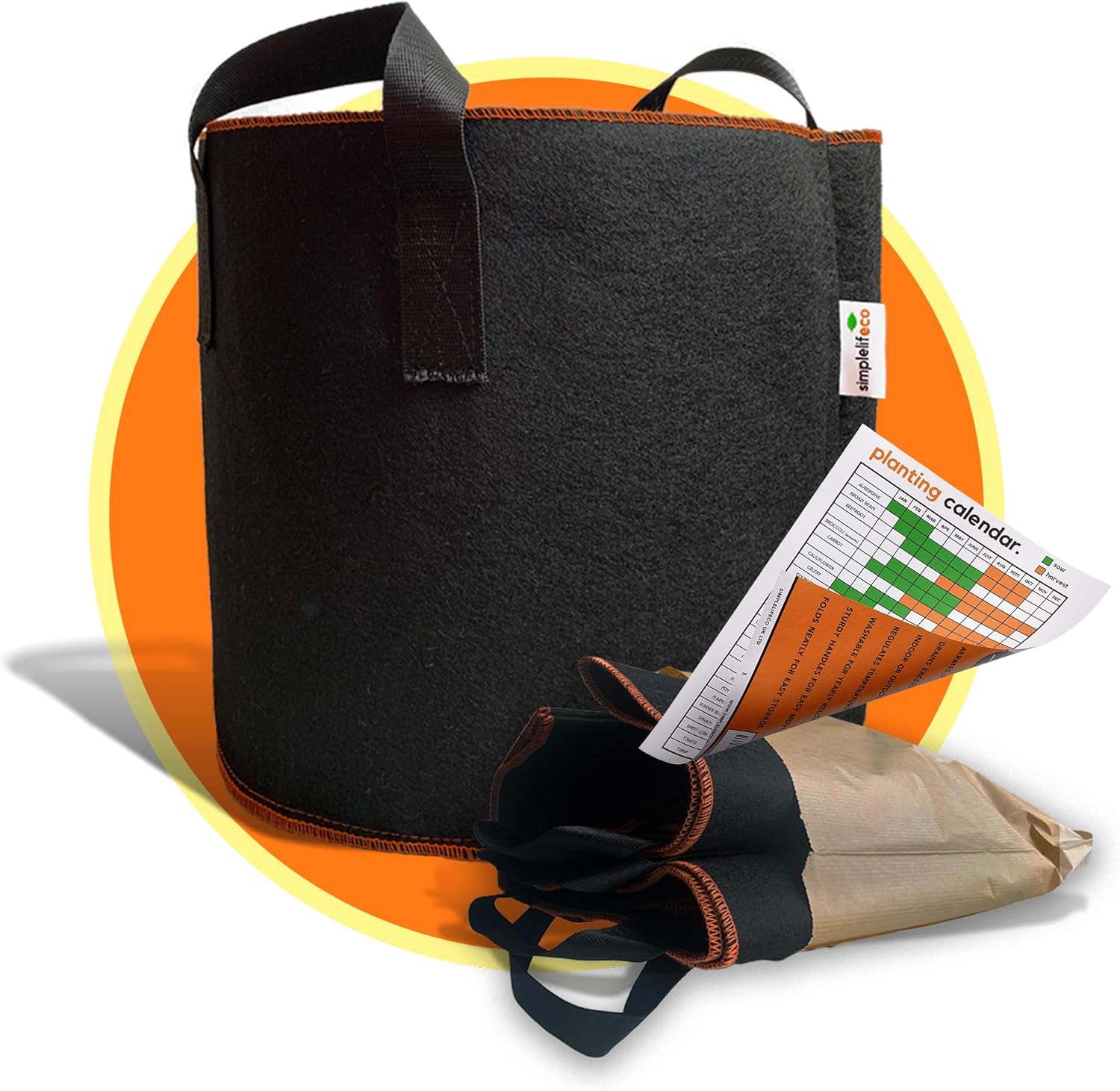 Simplelifeco UK Recycled Felt Grow Bags for Vegetables EcoFriendly