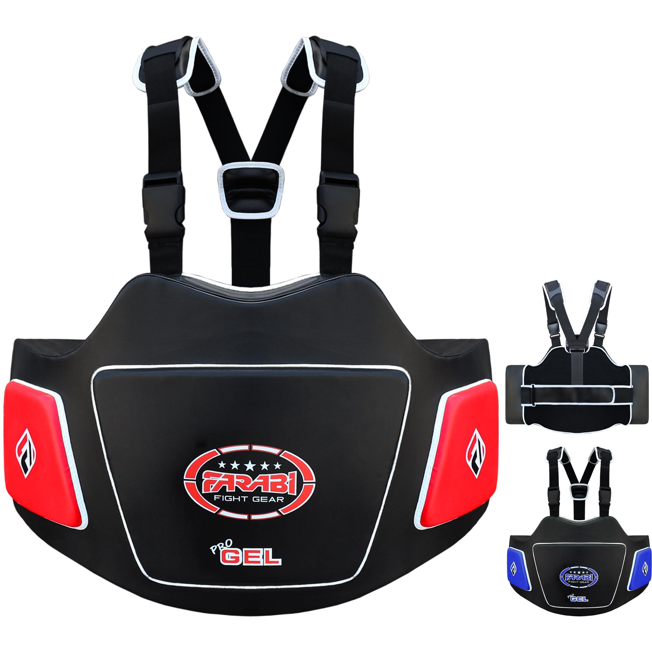 Farabi Body Shield Ribs Protector Guard Belly Protection Coaching Belly Pad Training Kit (Black/Red)