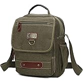 Sunsomen Man Small Canvas Messenger Bag Man Purse Shoulder Bag Crossbody Bag With Water Bottle Pocket 12 Inch