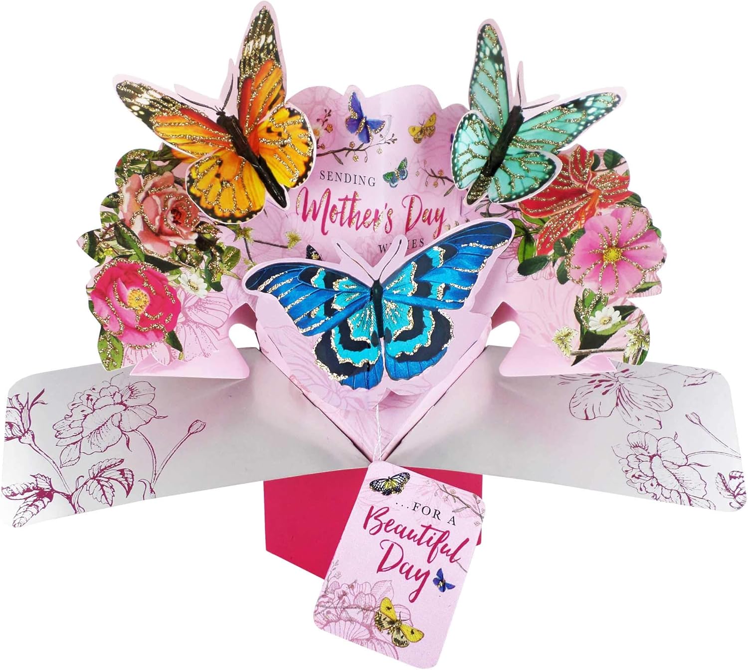 Second Nature Carte Pop Up Pour La Fete Des Meres Avec Papillons Papeterie Fournitures De Bureau Dwteam In