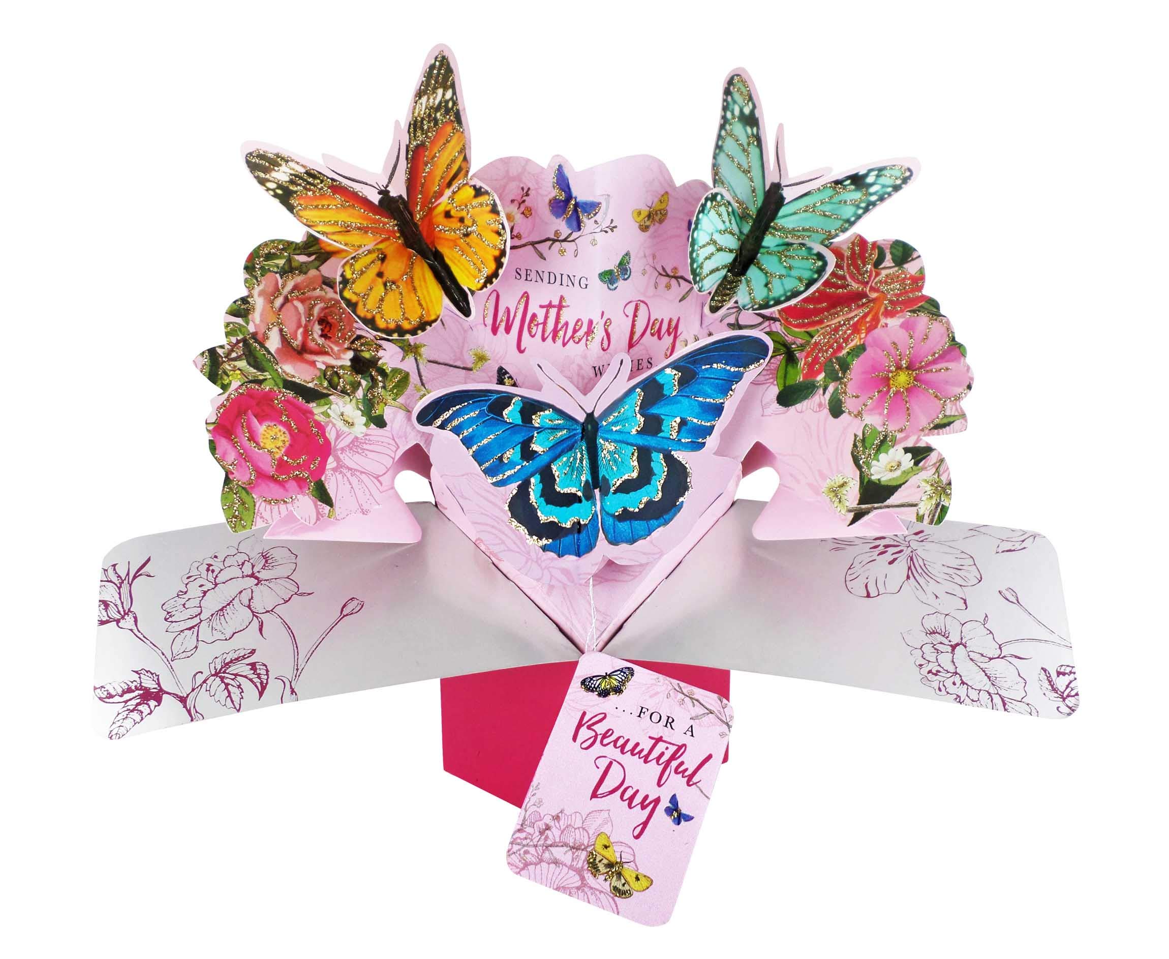 Mother's Day Butterflies Pop-Up Greeting Card Second Nature 3D Pop Up Cards