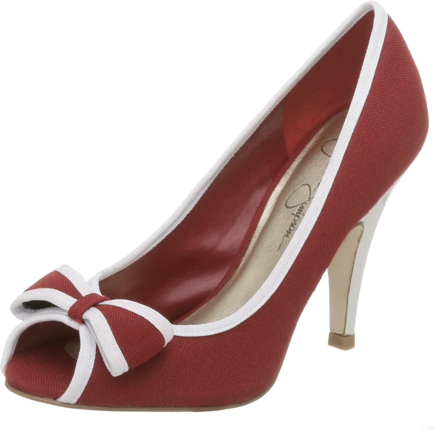 jessica simpson red peep toe heels