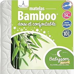 Matelas Bébé Bamboo OEKO TEX Babysom Matelas 60x120 ou 70x140 OEKO TEX Bamboo