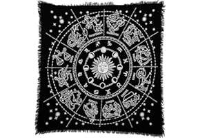 INDIAN CONSIGNERS Altar Cloth Zodiac Witchcraft Alter Tarot Spread Top Cloth Wiccan Square Spiritual 18 by 18 Sacred Cloth (Z