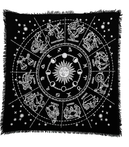 Nappe D’Autel Divination 34x28cm – Motif Quadrillé Soleil Et Lune – Tapis De Tarot Sorcellerie – Cadeau Spirituel