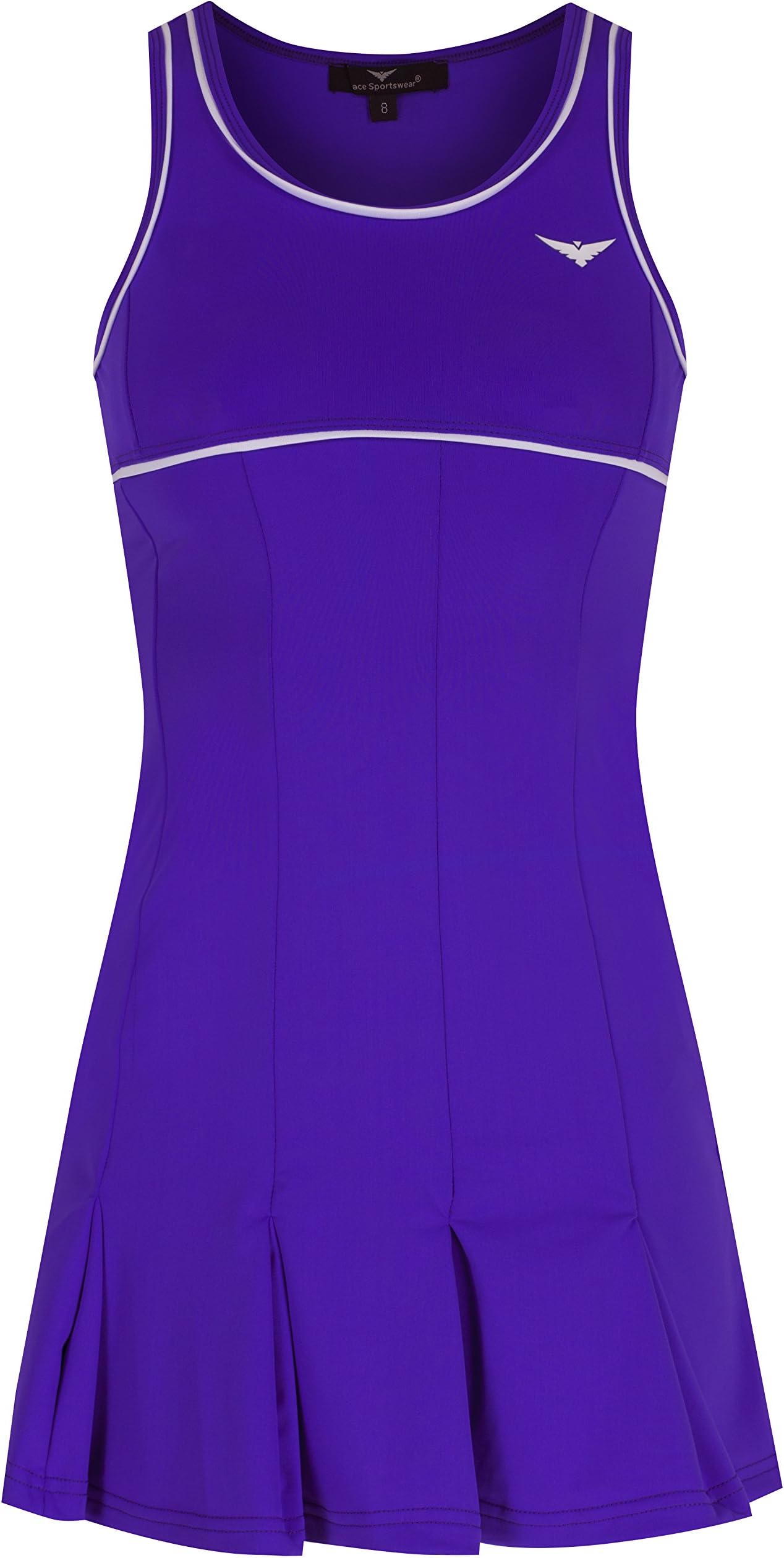 Bace Girls Purple and White Tennis Dress with Underpants Kids Tennis Dress Junior Netball Dress Golf Dress Sportswear (6-7 Year Old)