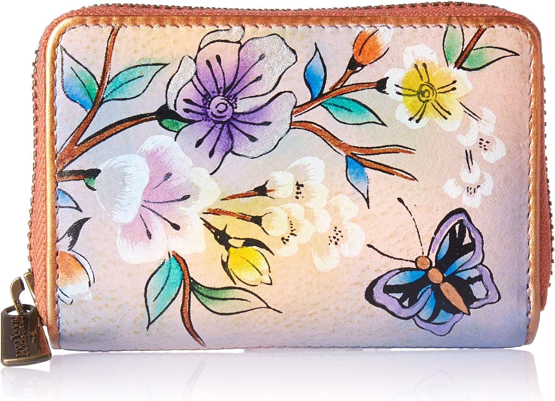 Credit Card & Business Card Holder - Genuine Leather, Hand-painted Original Artwork - Holds 11 cards