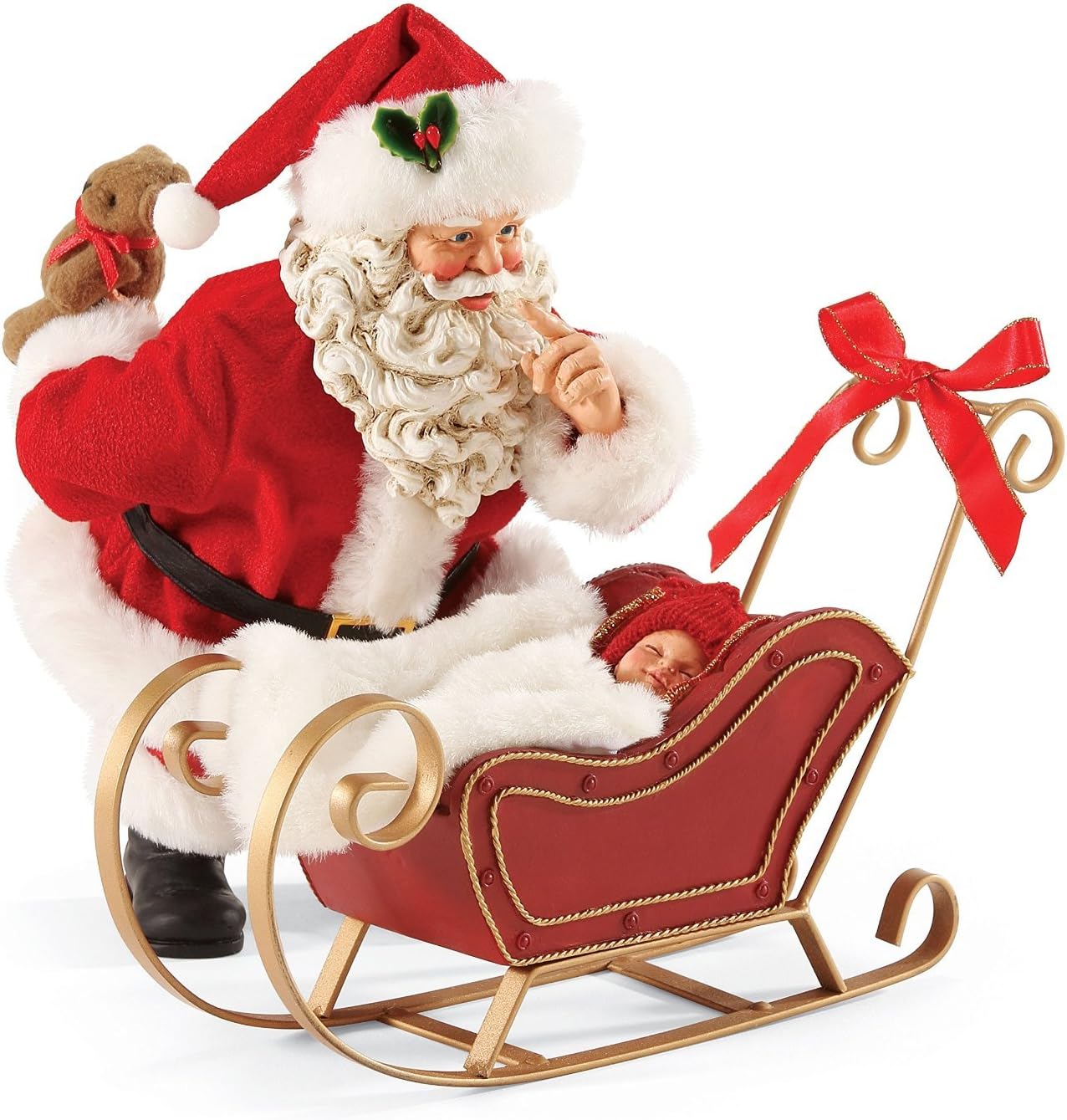 Possible Dreams Traditional All Snug in the Sled Santa Figurine Set | 4046517D