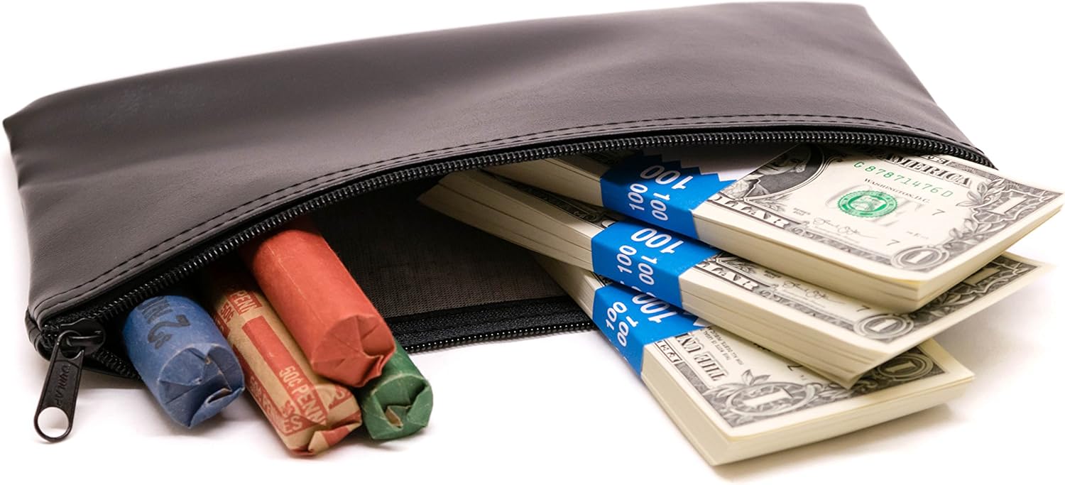 Zipper Bank Deposit Bag 5.5 X 10.5 Coin Check Money Wallet