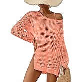 Bsubseach Crochet Cover Up for Swimwear Women Pool Swimsuit Coverup Long Sleeve Beach Knit Tops